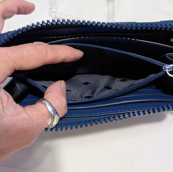 *Kate Spade Joe Large Continental Polka Dot Wallet - Navy And White - Picture 12 of 16